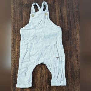 Zara Baby Pinstripe Linen Blend Overalls Romper, 3-6 Months